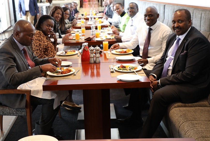 Committed to serve you....CEO Mr. Mohamud A. Mohamud with batch one of the new staff during a luncheon in August 2019