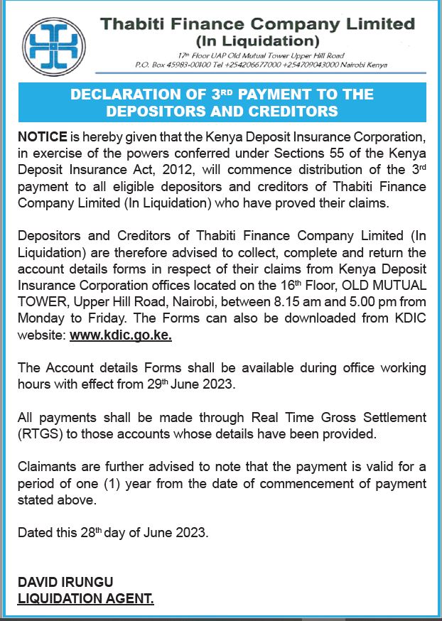 Thabiti Bank Notice